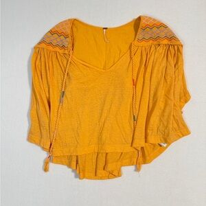 Free People Embroidered Blouse | Size Medium | Oramge
